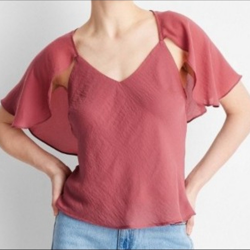 Future Collective Women's Short Sleeve Cape Blouse Berry Size S